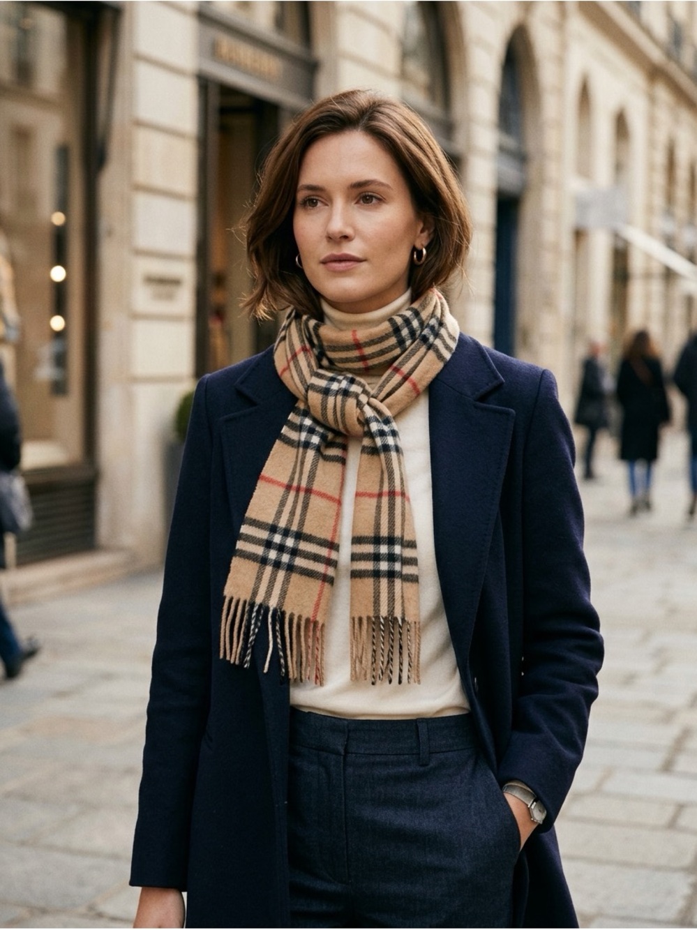 Vintage Burberrys Cashmere Check Scarf | Made in Scotland | Classic Tan Plaid - Picture 3 of 5